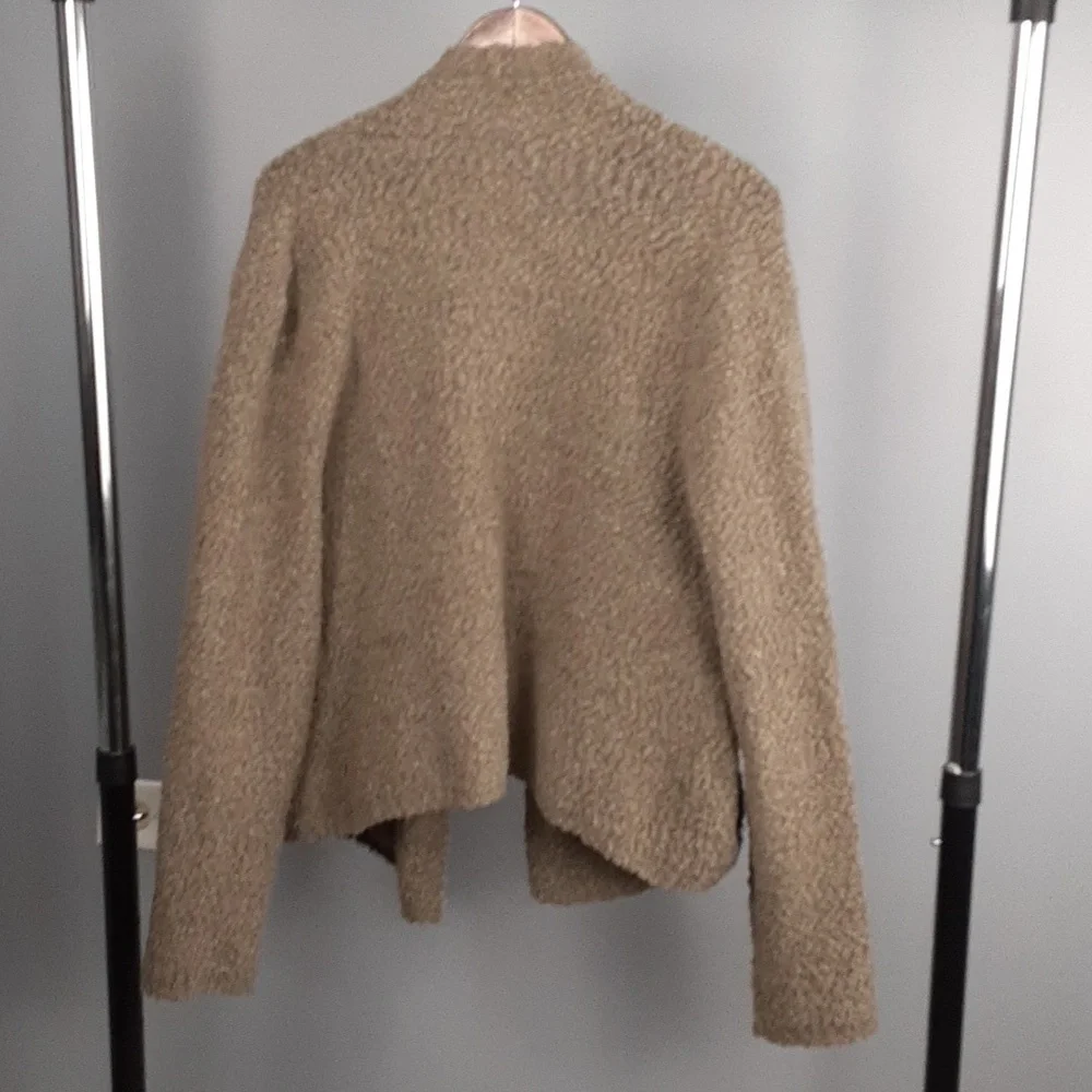 Ann Taylor Loft Camel Tan Wool Blend Italian Yarn Sherpa Waterfall Cardigan
